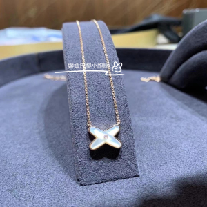 chaumet/尚美巴黎 liens欢缘交叉项链 18k玫瑰金镶钻吊坠锁骨链女