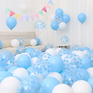 六一深蓝浅蓝蓝白色马卡龙蓝色气球生日毕业幼儿园场景布置装饰