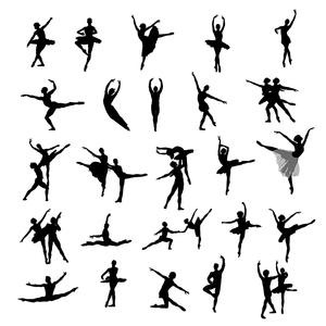 25款芭蕾舞者剪影ai矢量素材 优美芭蕾舞蹈人物动作元素 设计素材