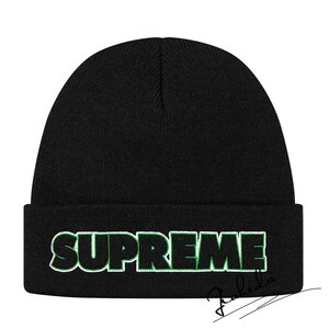 supreme19fw outline beanie 双面刺绣大logo毛线帽 针织帽 冷帽