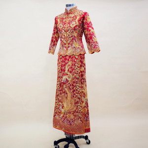 龙凤褂新娘金大五福裙褂修身中式礼服嫁衣定制大码显瘦新娘龙凤褂