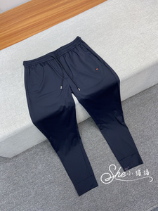 hermes/爱马仕 春夏男士休闲运动长裤h字母logo印花松紧束脚卫裤