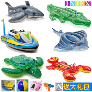 INTEX水上充气坐骑 儿童游泳圈成人浮床海龟独角兽动物骑冲浪玩具