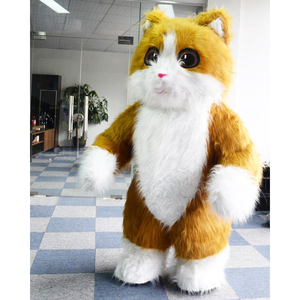 充气服装大眼长毛猫玩偶服黄色猫卡通人偶服装桔色猫咪充气人偶服