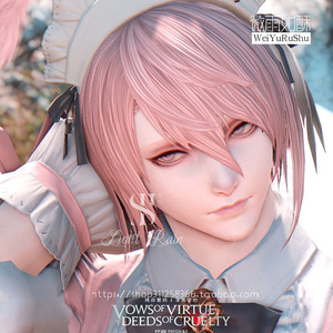 最终幻想14ff14捏脸数据脸型兔 兔男可爱粉发3号脸维埃拉族 捏脸