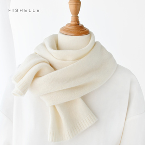 温柔奶白色羊绒围巾女冬季护颈保暖短款羊毛针织毛线儿童小围脖薄