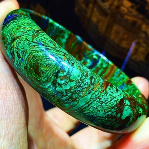 内径55-63mm天然凤凰石硅孔雀石蓝铜矿手镯共生石蓝松石花纹美丽