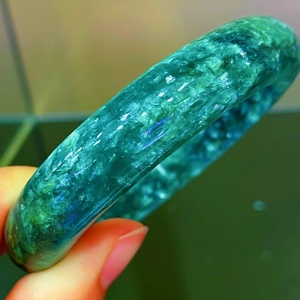 内径53-60mm天然祖母晶手镯青龙云母波光嶙峋绿色调气质高雅