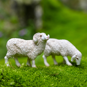 仿真绵羊微景观桌面动物小羊模型摆件盆景饰品树脂工艺品装饰摆设