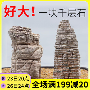 千层石天然原石大块鱼缸造景石天然多层石头水族箱水草缸盆景岩石