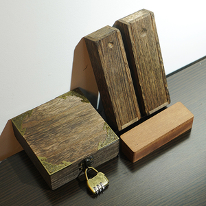 首饰盒项链手镯耳环复古实木私密收纳盒卡包安全保密带锁包装盒