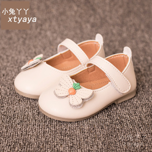 小公主婴儿软底幼儿小童鞋儿童春秋魔术贴方口小皮鞋女宝宝学步鞋