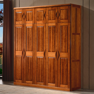 乌金木实木衣柜全实木三四五门大衣橱柜一体顶箱柜现代中式带顶柜