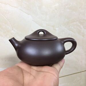 紫砂陶艺 手工紫砂壶 高工陈正初老师老紫泥石瓢壶 200cc