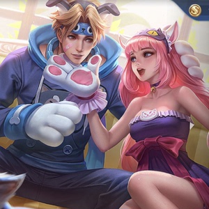 【兔次元】王者荣耀 猫狗日记皮肤 大乔 孙策 cos 假发 情侣假发
