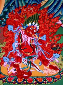 忿怒莲师画像莲花生大士忿怒相菩萨手工相纸双面塑封