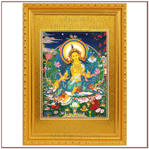 添福慧结缘佛教21二十一度母月相冠冕度母相框塑封高清坛城唐卡