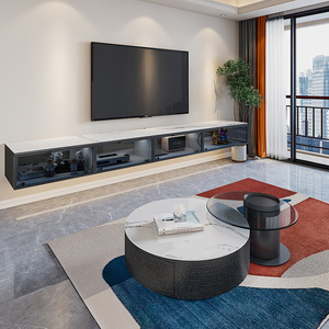 悬空电视柜现代简约风格轻奢客厅小户型悬壁挂式岩板悬浮地柜长条