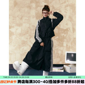 EZEK原创美式复古三条杠黑色外套半身裙两件套春秋休闲运动套装女