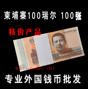柬埔寨100瑞尔100张 整刀 外国纸币钱币 保真