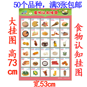 宝宝启蒙食物认知挂图无声幼儿童看图识字全套婴儿早教墙贴画海报