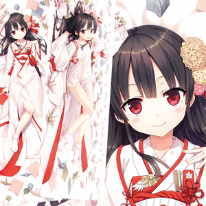 动漫可插开孔二次元等身抱枕动漫周边爱上火车八六白无垢日式婚纱