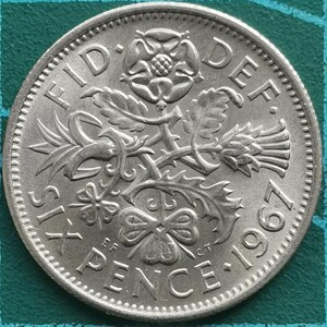 英国6便士  幸运硬币  伊丽莎白二世时期  1953-1967年份随机