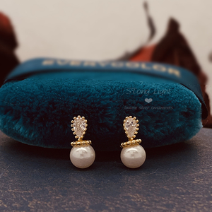 stong轻奢925纯银水滴珍珠耳钉 初心高级感宫廷复古设计师款耳环