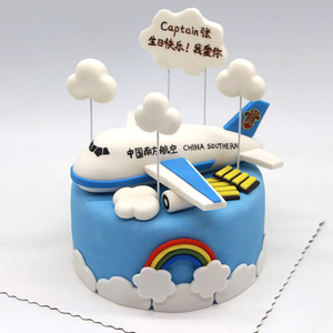 飞机翻糖蛋糕 生日蛋糕国航联航定制送宝宝男朋友上海同城配送