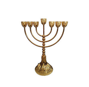 代购-镀金以色列烛台28厘米犹太教灯台摆件客厅复古餐桌装饰