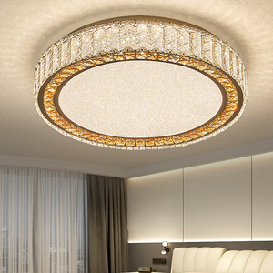 2024新款LED轻奢圆形水晶吸顶卧室餐厅客厅书房间灯智能高档超薄
