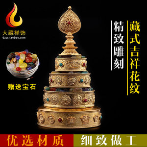 西藏佛具批量发 铜合金鎏金八吉祥修供曼扎盘 曼茶罗曼达底盘10cm