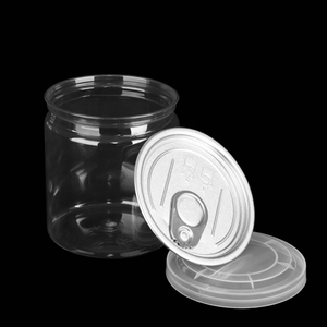 密封食品 pet塑料包装易拉罐 透明小海鲜带盖空瓶子 商用封口机罐
