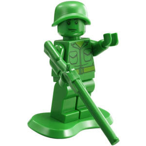 lego 乐高 玩具总动员 人仔 toy001 绿色兵人 含长枪底座 7595