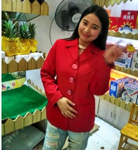 80年代有机玻璃纽扣酒红色一线兜西服收藏