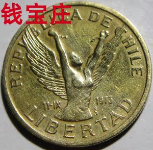 智利硬币1981年10比索(自由女神)径;21mm铜币品如图