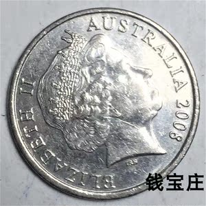 澳大利亚硬币2008年10分(女王低冠像.国鸟;爱情鸟-琴鸟)径;23.5mm