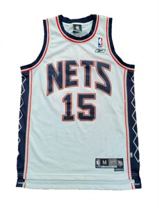 reebok元年美版新泽西篮网队主场文斯卡特球迷版sw刺绣球衣