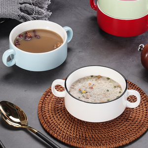 陶瓷西餐汤碗创意双耳汤杯烘焙碗甜品双皮奶碗鸡蛋浓汤碗罗宋汤盅