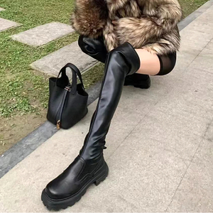 方糖过膝靴超高筒真皮2022年秋冬新款显瘦长筒靴长靴弹力瘦瘦靴女