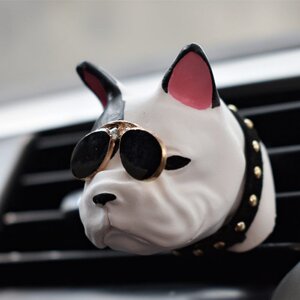 狗头汽车摆件车载香水空调出风口网红法斗创意小饰品香薰持久