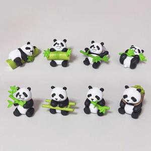 q版 小号 大熊猫 吃竹子 树脂材质 小动物模型手办摆件玩具饰品