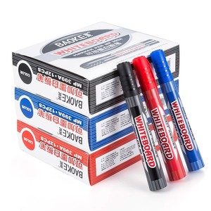 宝克白板笔MP399办公教学用白板专用笔可加墨水白板笔黑红蓝12支