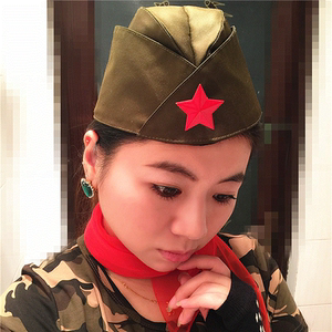 军绿色水兵舞帽子船形帽空姐女生军帽男女式广场舞女制服呢船帽