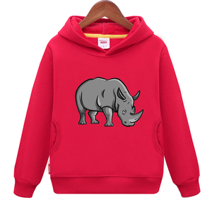 犀牛秋冬动物加绒连帽衫男童女童亲子装学生活动卫衣外套长袖衣服