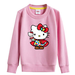 hello kitty凯蒂猫衣服女童粉红色卫衣 儿童宝宝秋冬加绒外套新款