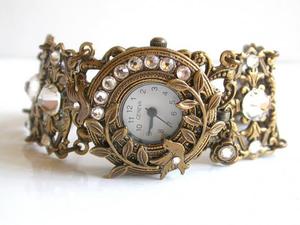 Unique㊣希腊代购 手作维多利亚手镯式石英石铜制手表腕表