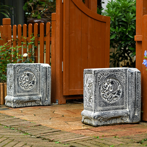 仿石雕石鼓 镇宅家用小户型门墩抱鼓石 仿古做旧门当户对摆件一对