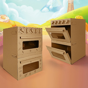 儿童纸板拼装玩具烤箱diy纸箱模型幼儿园纸皮手工幼儿园冰箱厨房