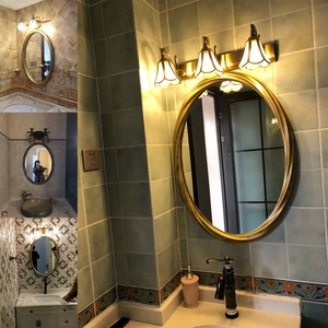 可定智能轻奢浴室镜椭圆壁挂装饰镜酒店卫生间台盆镜子美式厕所镜